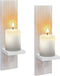 Wall Candle Sconces Set of Two, Wash White Wood Wall Candle Holder