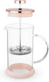 Pinky Up Riley Mini Glass Tea Press Pot, 12 oz Coffee Maker, French Press for Hot or Iced Beverage, Pink