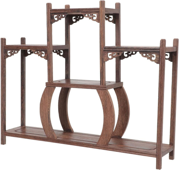 Wood Display Stand, Antique Wooden Display Shelf, Freestanding Small Bookshelf Desk Organizer for Home Office
