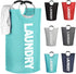 Mziart 90L Large Collapsible Laundry Hamper - Heavy Duty Durable Thicken Foldable Clothes Storage Bag (Blue)