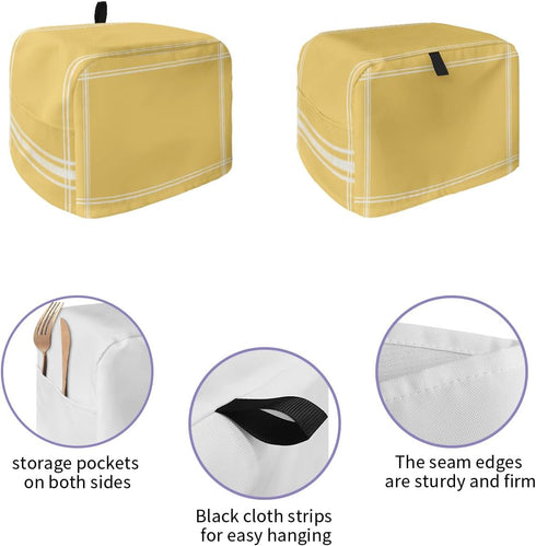 Pure Yellow Toaster Cover 4 Slice, Large Kitchen Appliance Covers, Simple Solid Color Toaster Oven Cover with Loop, Bread Machine Cover Polyester Dust Cover Protection