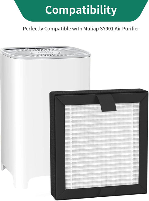 3-Pack SY901 True HEPA Replacement Filter Compatible with Muliap SY901 Purifier, 3-in-1 Filtration Filter