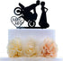 Motorcycle Funny Wedding Cake Topper - Mr & Mrs, Bride Groom with Motorbike (Black Acrylic)