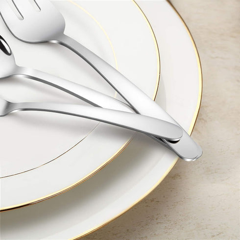 5-Piece Silverware Serving Utensils, HaWare Durable Stainless Steel Serving Spoon Fork, Mirror Polished, Dishwasher Safe