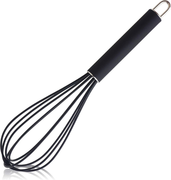 High Temperature Silicone Whisk, 10 inch Stirrer with Good Grip Design for Blending, Whisking, Beating, Cooking, Baking