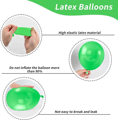 52 12 Inch Purple and Green Balloons, PCS Metallic Chrome Purple Light Green Black Latex Balloons with Black Green