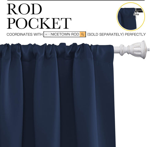 34" 54" 2 NICETOWN Kitchen Curtains, Short Blackout Curtains & Drapes, Thermal Insulated Blackout Curtain Panels