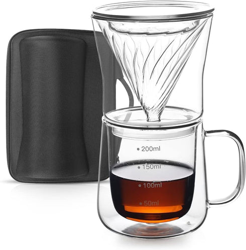 TaiLake Coffee Self Brewing Cup - One Cup Pour Over Coffee Maker with Vortex Filter Set for Single Serve Coffee