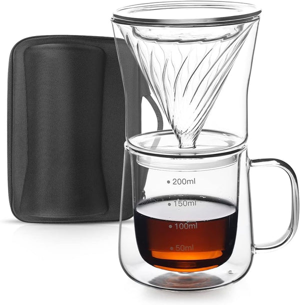 TaiLake Coffee Self Brewing Cup - One Cup Pour Over Coffee Maker with Vortex Filter Set for Single Serve Coffee