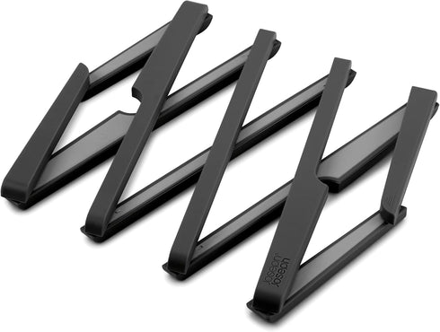 Joseph Joseph Stretch Folding Silicone Trivet, Black; Heat Resistant Mat for Hot Pots and Pans, Expanding Nonslip Stand