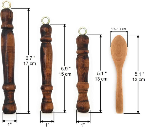 Replacement Wooden Handle for Copper Coffee Pot, Teapots, and Multi-Purpose Mini Wooden Spoon, 3 Handles
