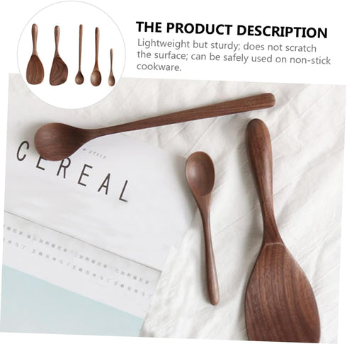 Black Walnut Cutlery Set, Wooden Kitchen Tool, Cooking Utensils, Rice Spoon, Honey Spoon, Japanese-style Child Scoop