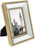 Isaac Jacobs 4x6 Gold Beveled Mirror Picture Frame - Classic Mirrored Frame for Wall Décor and Photo Gallery