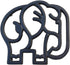 Elephant Cast Iron Trivet for Hot Pots, Kitchen & Dining Table Decor, Metal Wall Art, Black, 6.6 x 6.1 Inches