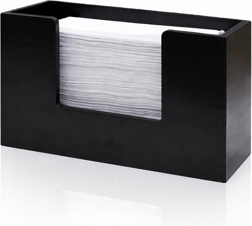 Black Pine Wood Paper Towel Dispenser, Wooden Napkin Holder, Paper Towel Holder