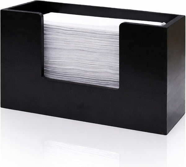 Black Pine Wood Paper Towel Dispenser, Wooden Napkin Holder, Paper Towel Holder