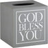 Creative Brands Faithworks, God Bless You Wooden Tissue Box Cover, Small, Grey