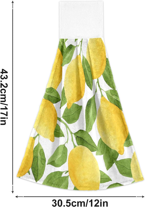 Boccsty Lemon Hanging Kitchen Towels, 2 Pieces Summer Lime Tree Branch Dish Cloth Tie Towels for Bathroom & Home