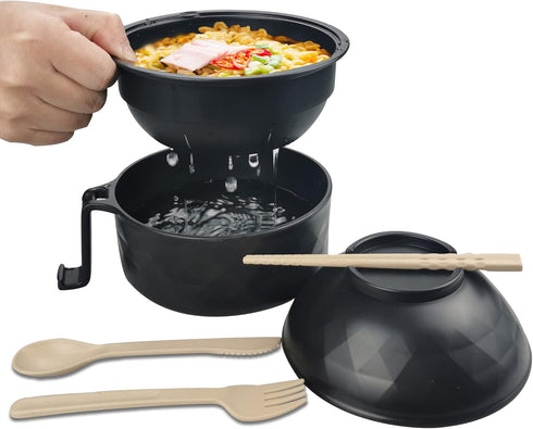 Layron Ramen Cooker Bowl Set with Chopsticks, 33oz Microwave Noodle Bowl for College Dorm Room Essentials