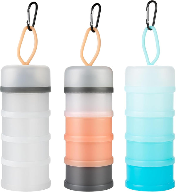 3 Packs Protein Powder Storage Containers - Stackable Formula Dispenser for Travel, Fitness, and Workout (Pink, White,