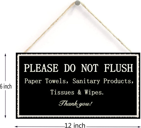 Please do not throw anything in the toilet other than toilet paper Thank You - Septic Tank Notice Small Toilet Plaque 12 inch by 6 inch by Henntile