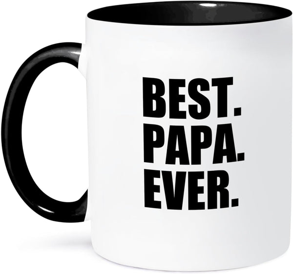 3dRose Ceramic Best Papa Ever Mug - 1 Count (Pack of 1), Black
