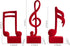 3 FUNTEREST Piece Music Note Sculptures for Shelf Decor Aesthetic Red Velvet Resin Music Note Statue Bookshelf Coffee