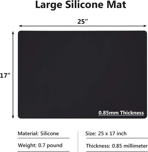 Gartful Silicone Mats for Kitchen Counter, Large Silicone Countertop Protector 25" by 17", Nonskid Heat Resistant Desk Saver Pad, Multipurpose Mat, Placemat, Black, 2PCS by Gartful