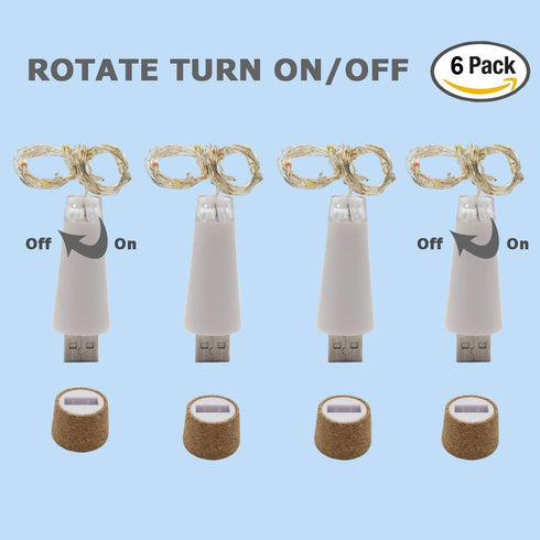 NeoJoy Rechargeable Wine Bottle Lights, LED Cork Lights USB Fairy String Lights for Parties Decoration