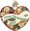 Old World Christmas 2021 First Christmas Heart Glass Blown Ornaments for Christmas Tree