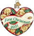 Old World Christmas 2021 First Christmas Heart Glass Blown Ornaments for Christmas Tree