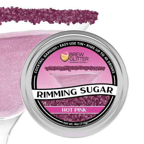 Brew Glitter - Neon Pink Rimming Sugar (4oz, 1x Bar Tin) Cocktail