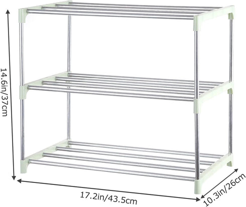 Closet (3-Tier, Small Shoe Rack, Narrow Stackable Shoe Shelf Organizer for Entryway, Doorway and Bedroom Green)