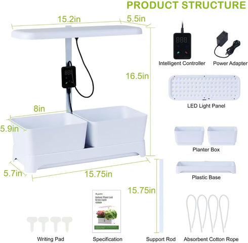 16*6.3*7.1 inch) Indoor Garden Led Grow Light Planter Pots, Herb Kitchen Garden Grow Kit, Full Spectrum LED Plant Light