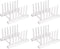 White Plate Organizer for Cabinet, 4 Pack Plastic Rack Stand for Dish, Bowl, Bakeware, Serving Tray