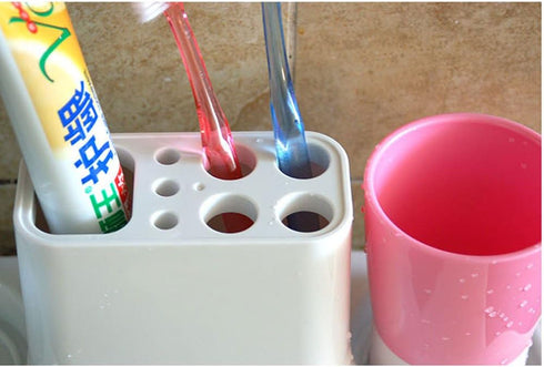 Set Eslite Bathroom Toothbrush Toothpaste Stand Organizer Plastic Storage Rack