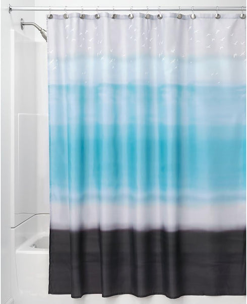 InterDesign Horizon Fabric Shower Curtain, Blue/Coco