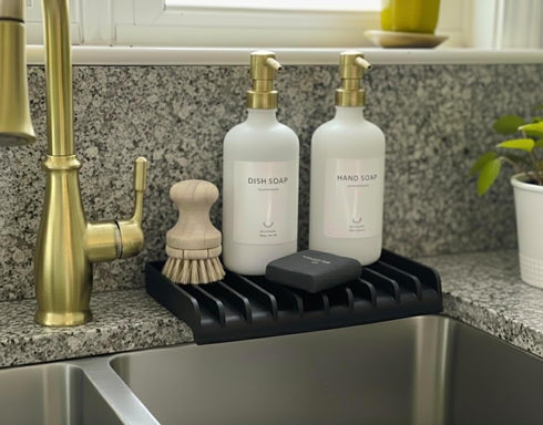 Countertop Effilogic Silicone Sponge Holder Self-Draining Sink Organizer- Faucet Mat for Kitchen - Protector - Large