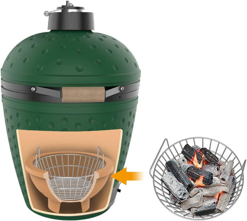 14 inch Stainless Charcoal Basket for Large Big Green Egg Grill, Charcoal Grill Ash Basket fits Kamado Joe Classic, BGE