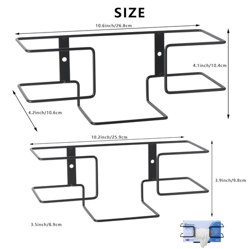 Black Medical Glove Holder with Mounting Accessories Included, 2 PACK Wall Mount Glove Box Holder for Laboratory