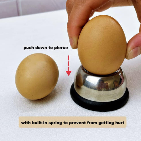 Stainless Steel Egg Piercer for Raw Eggs, Jawbush Heavy Duty Egg Poker with Sturdy Base and Sharp Pin to Get Good Hard