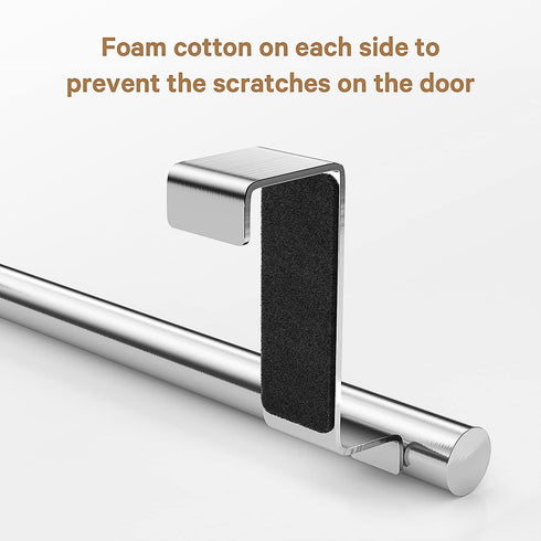 Stainless Steel Over Door Towel Rack Bar Holders, 2 Pack for Universal Fit on Over Cabinet Doors (Silver)