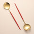 Salad Servers Set, 11.41 Inch Spoon and Fork, 18/10 Stainless Steel with Titanium Plating (Red Gold)