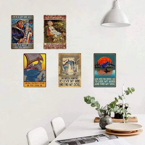 Riding Horse Metal Tin Sign, Into The Barn Lose My Mind and Find My Soul, Retro Wall Decoration 8x12 Inch