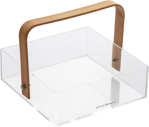 Mind Reader Napkin Holder - Kitchen Storage Countertop Organizer Caddy, Acrylic, 7.25"L x 7.25"W x 5.5"H, Brown