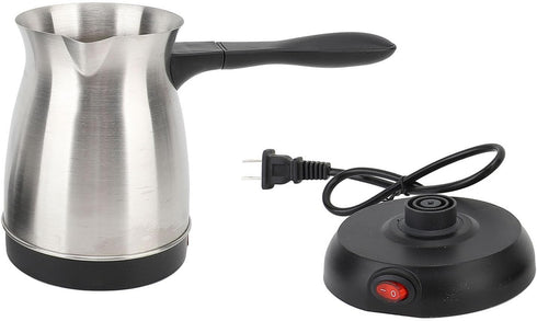 Electric Turkish Coffee Maker Machine, 600ML Stainless Steel Pot with Anti-Scald Handle, Heating Tea Maker Kettle