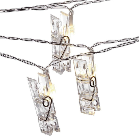 GL42589 10.5 Sterno Home LED Battery-Operated Clip String Lights, Feet, Warm White Cord