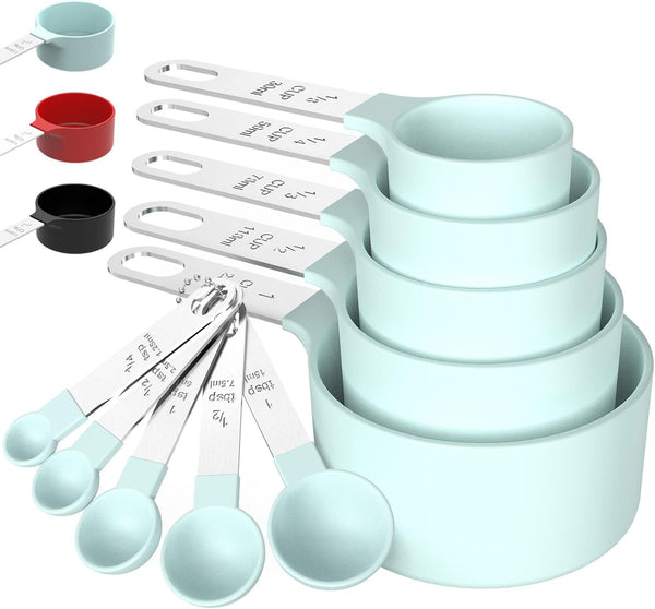 TILUCK Measuring Cups & Spoons Set, Stackable Cups and Spoons with Stainless Steel Handle, Kitchen Gadgets