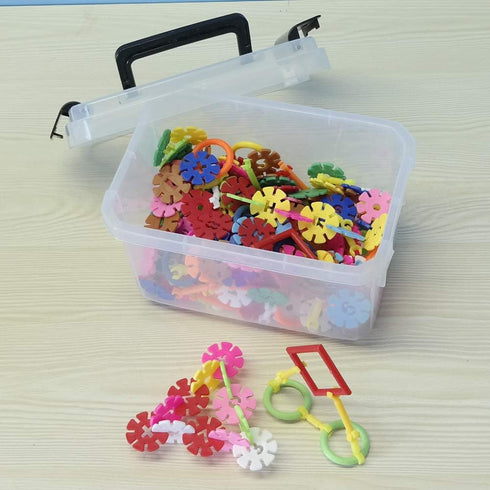 Teyyvn Plastic Mini Latch Box, Storage Bin with Locking Lids, Pack of 4, 2 L, Clear