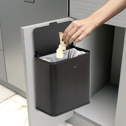 Counter 1.5 (6L) Glad Roomate Under Trash Can - Space Saving Stainless Steel Waste Bin with Dual Lid and Clorox